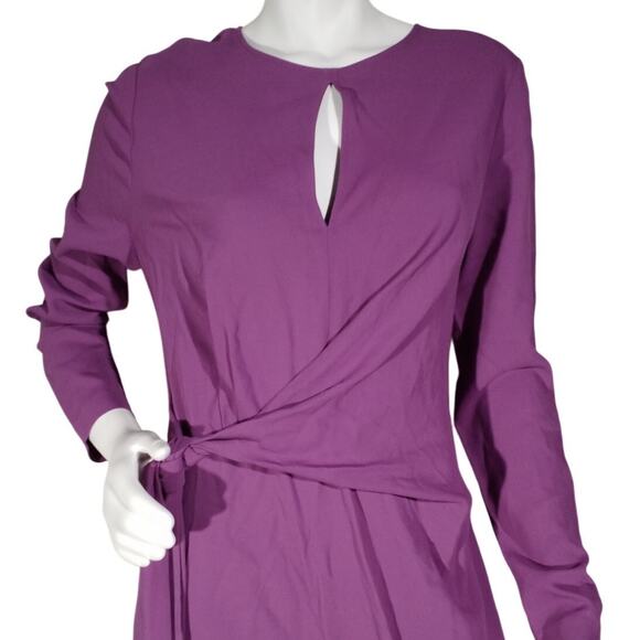 Reiss Long Sleeve Belted Midi Dress | Purple | Size 10 | NWT - Picture 2 of 7